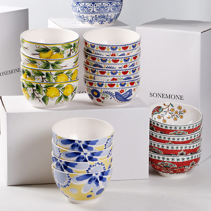 創意彩繪陶瓷麵碗