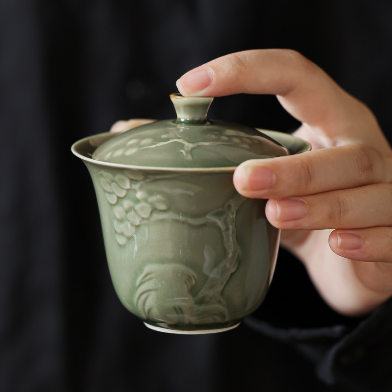 越窯青瓷鈴鐺二才蓋碗