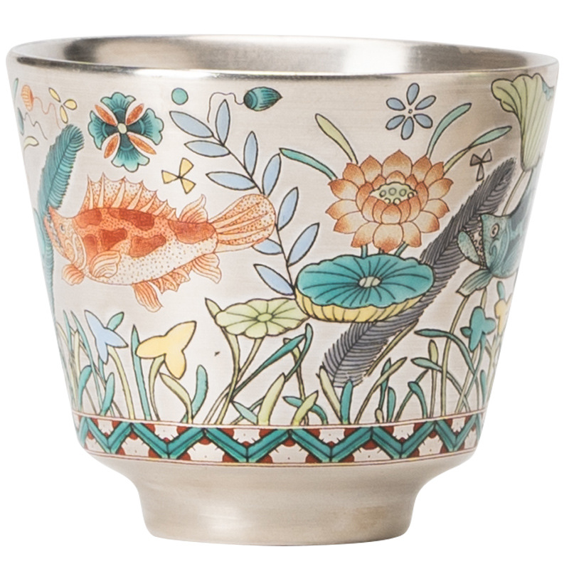 魚藻紋999鎏銀品茗杯