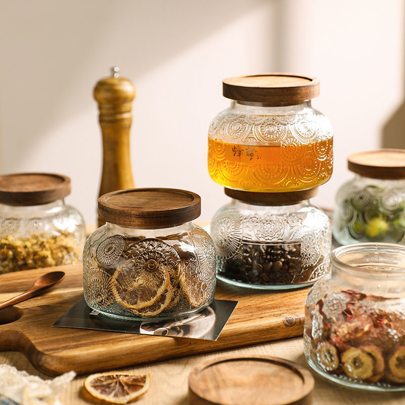 復古浮雕玻璃罐密封罐