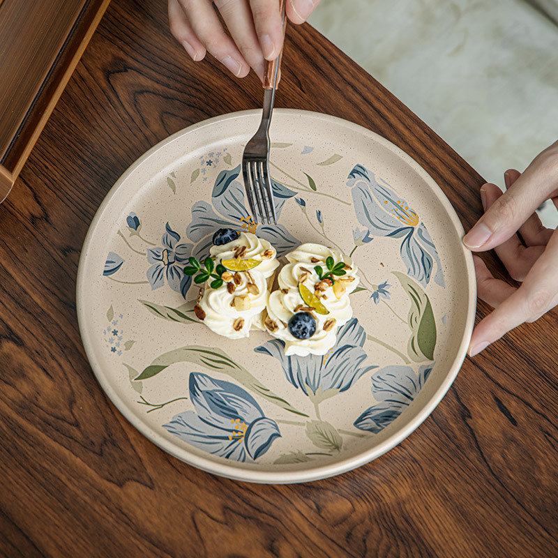 8.5英寸陶瓷風雨蘭平底圓餐盤