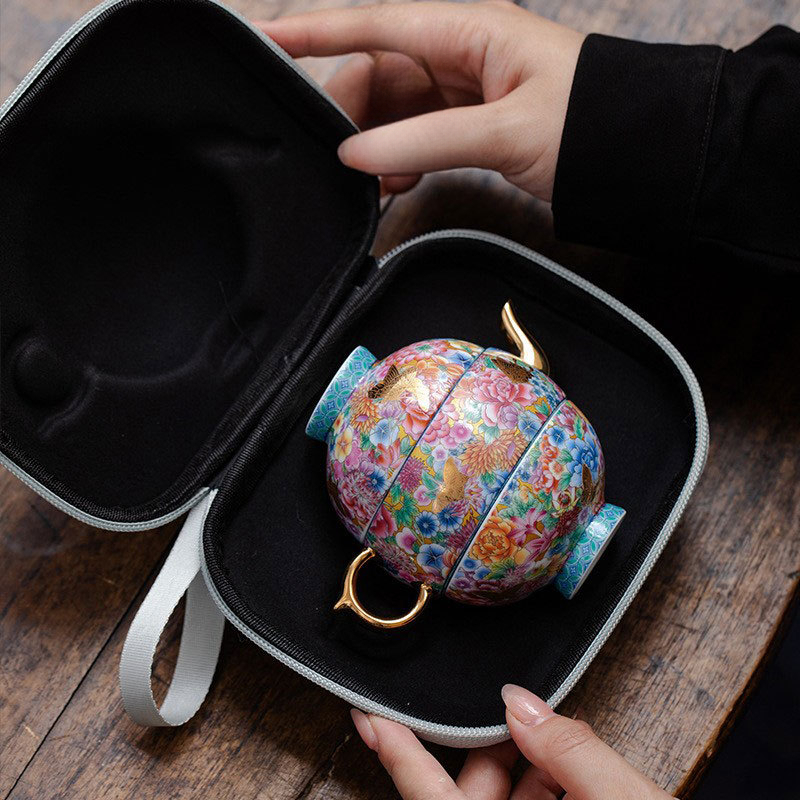 高顏值琺瑯彩宮燈旅行茶具