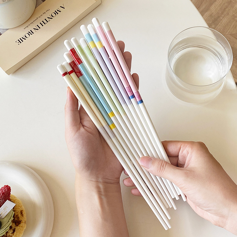 馬卡龍撞色少女心陶瓷勺子筷子套裝