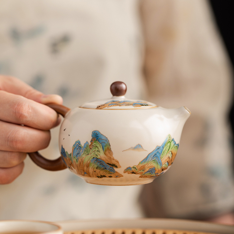 汝窯千裡江山西施壺