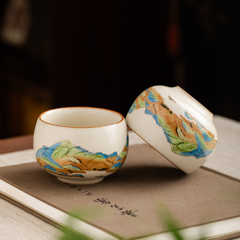 汝窯千裡江山龍蛋主人杯