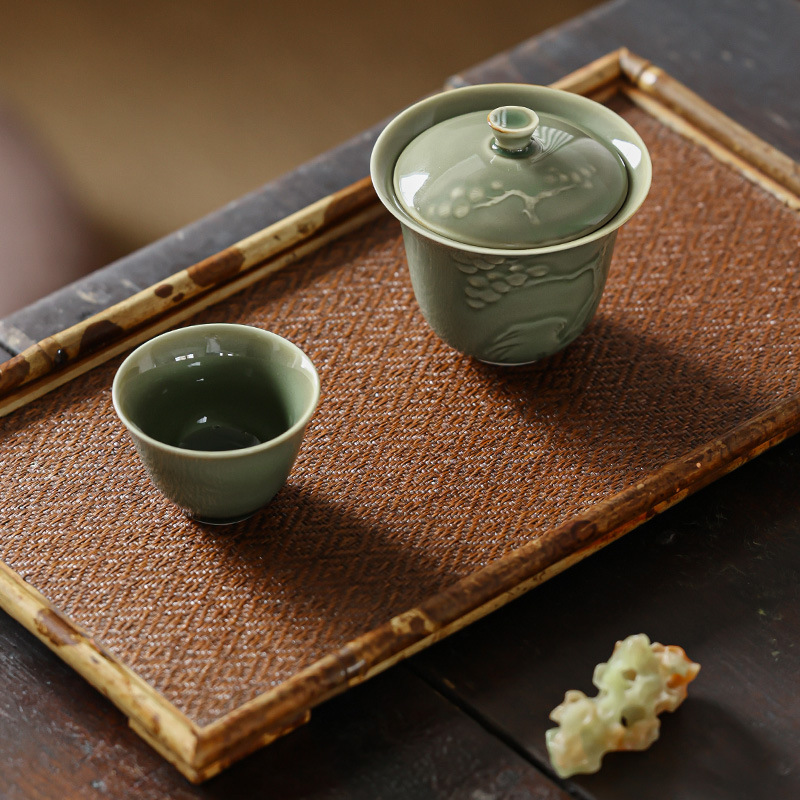 越窯青瓷鈴鐺二才蓋碗