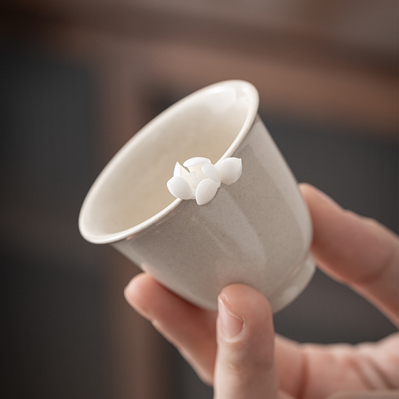 草木灰手工梅花蓋碗