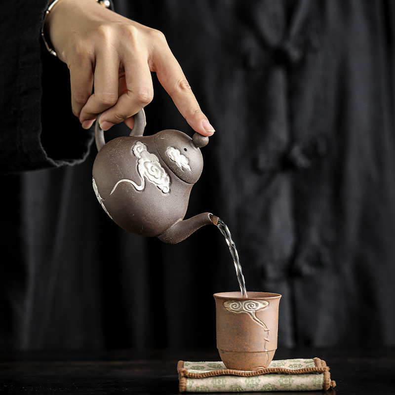 浮雕祥雲思亭茶壺