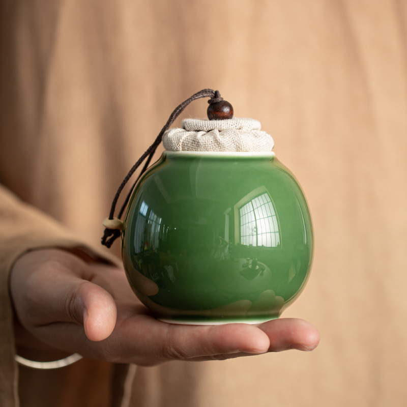 青璃釉小圓茶葉罐