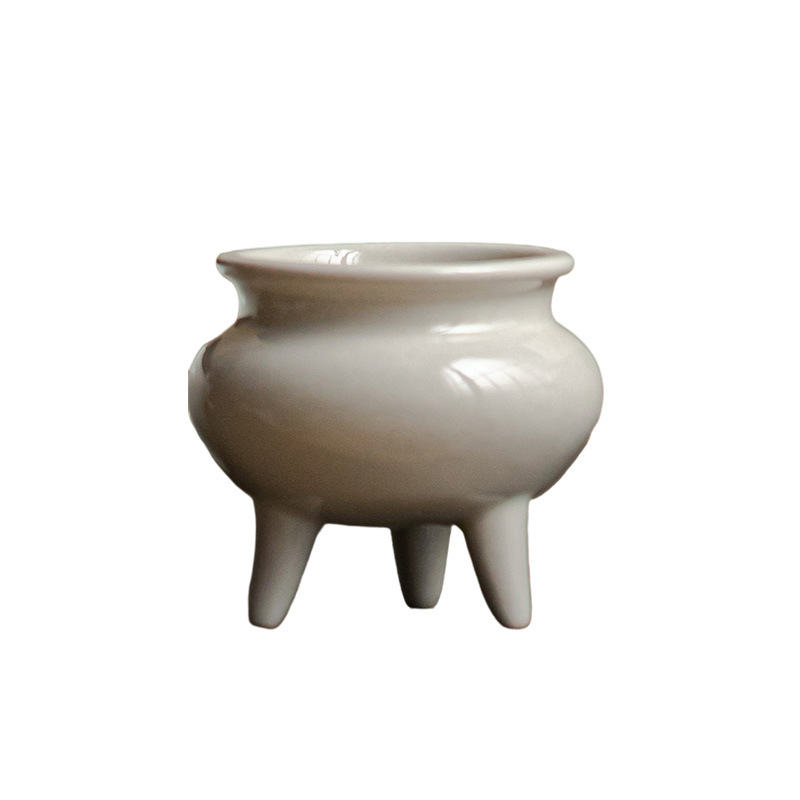 草木灰三足仿宋小線香爐