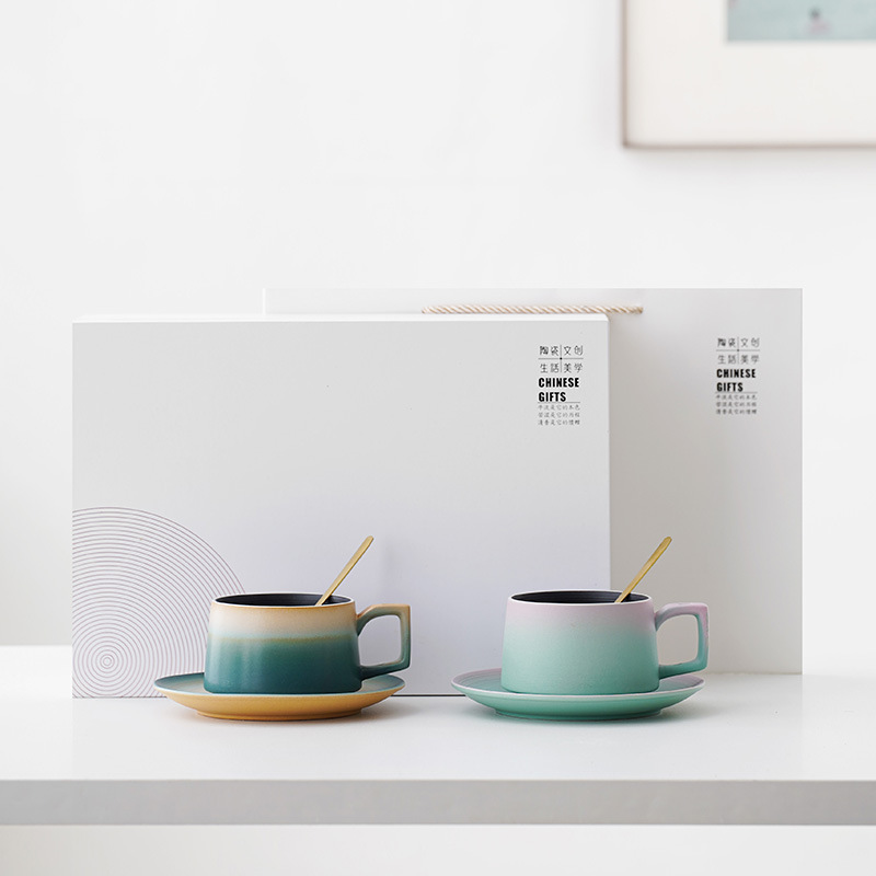 高檔禮盒咖啡杯陶瓷情侶對杯