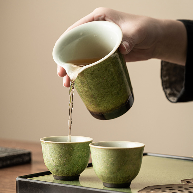 窯變星空翠綠復古公道杯