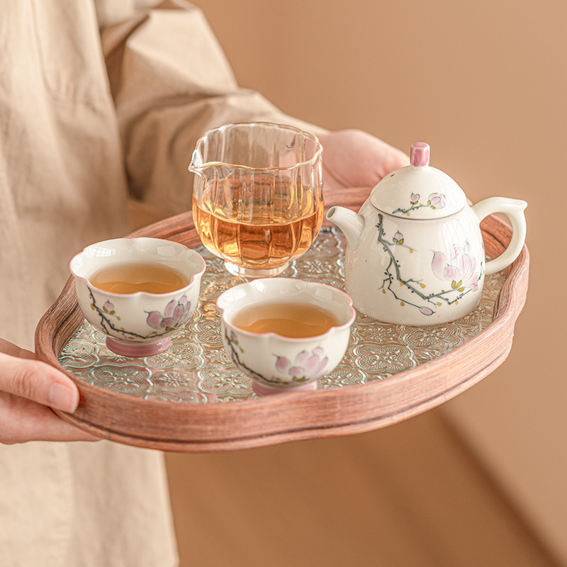 手繪玉蘭花茶具套裝