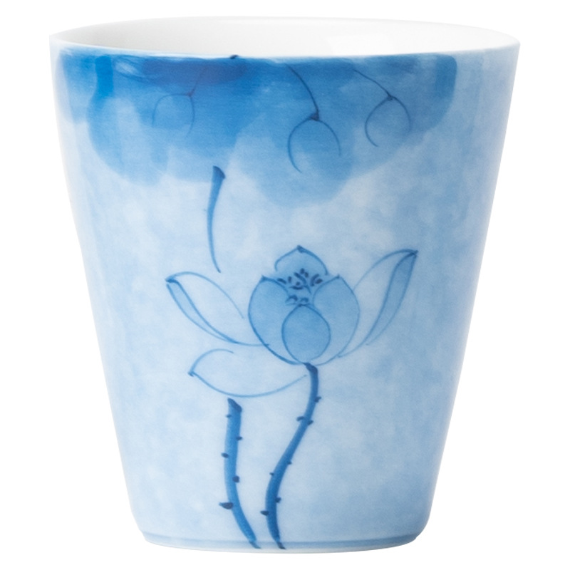 手繪藍蓮花品茗杯