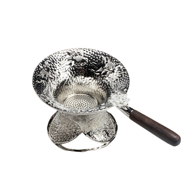 錘紋蓮花茶漏組含底座