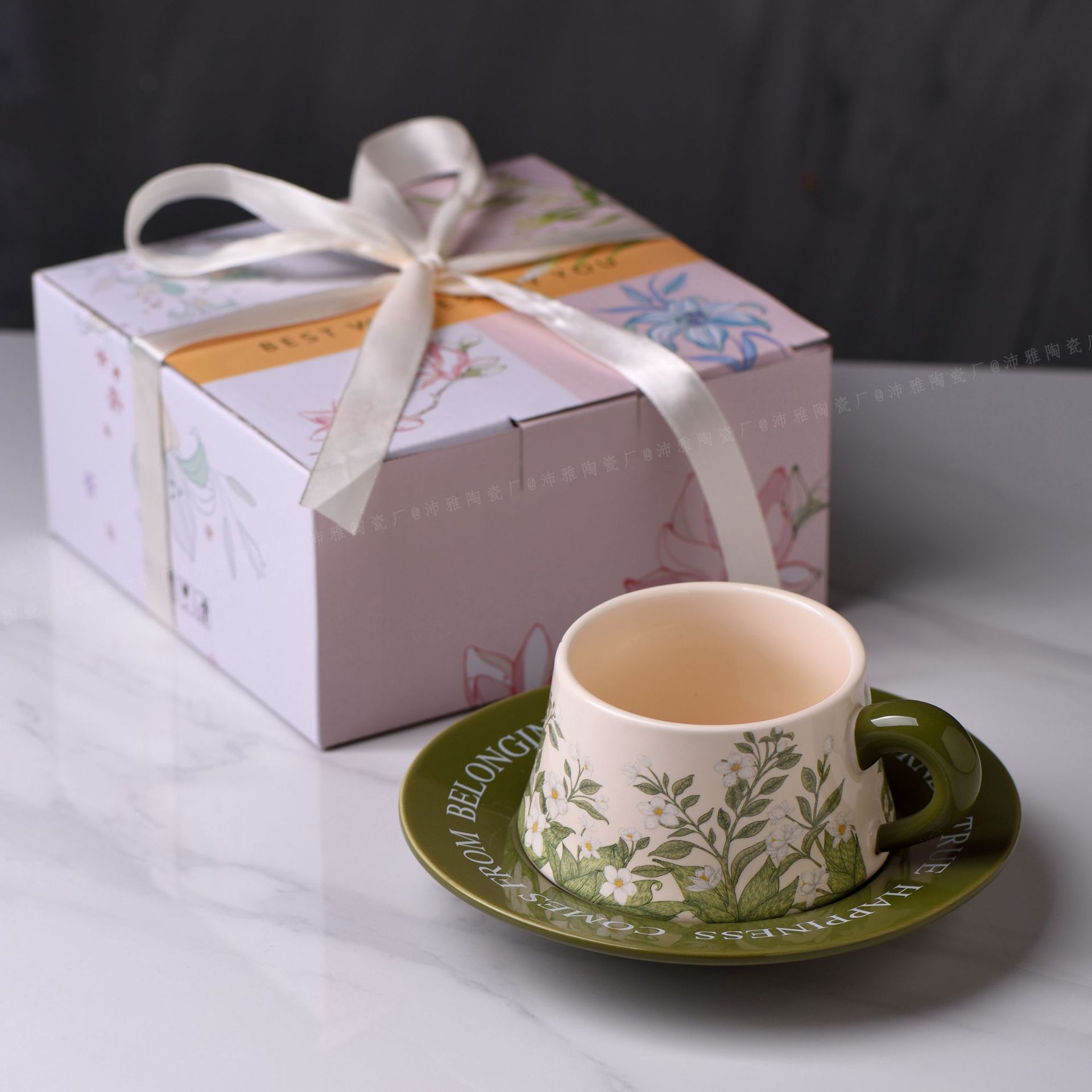 茉莉花咖啡杯碟禮盒包裝