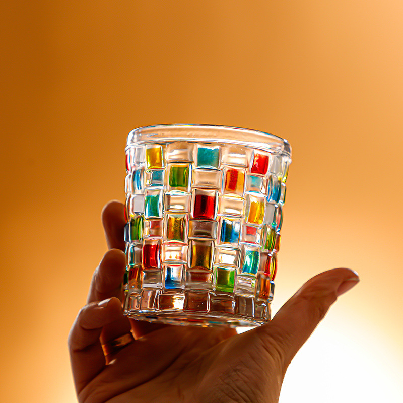 意大利手工彩繪水晶玻璃杯