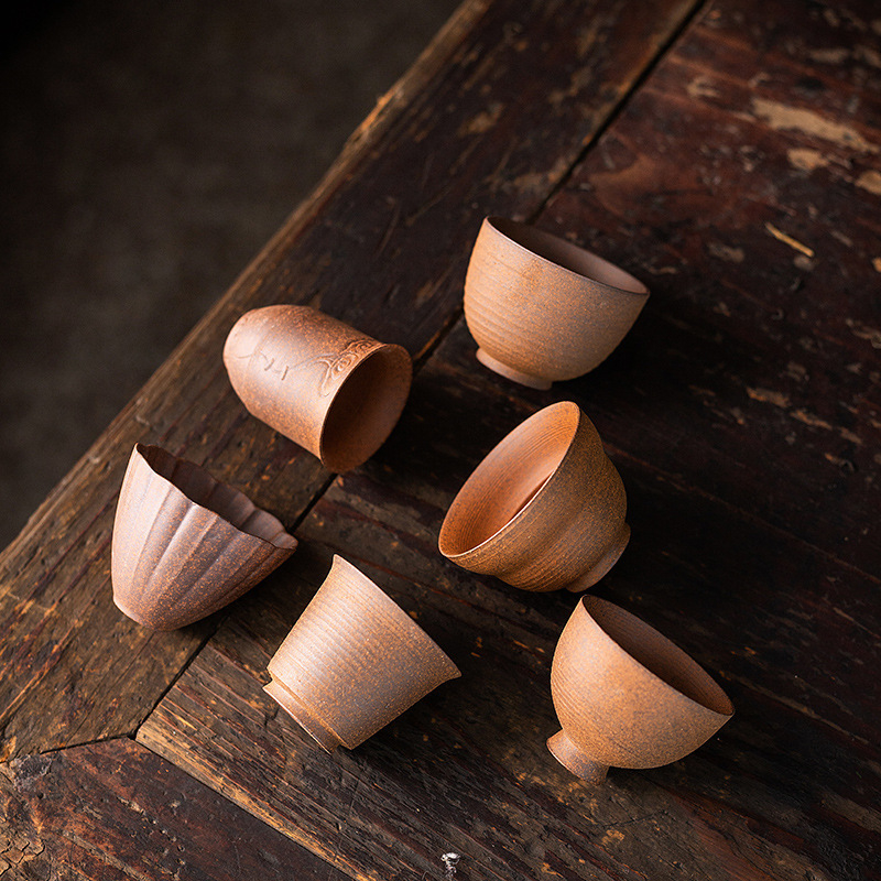 手工粗陶復古茶杯