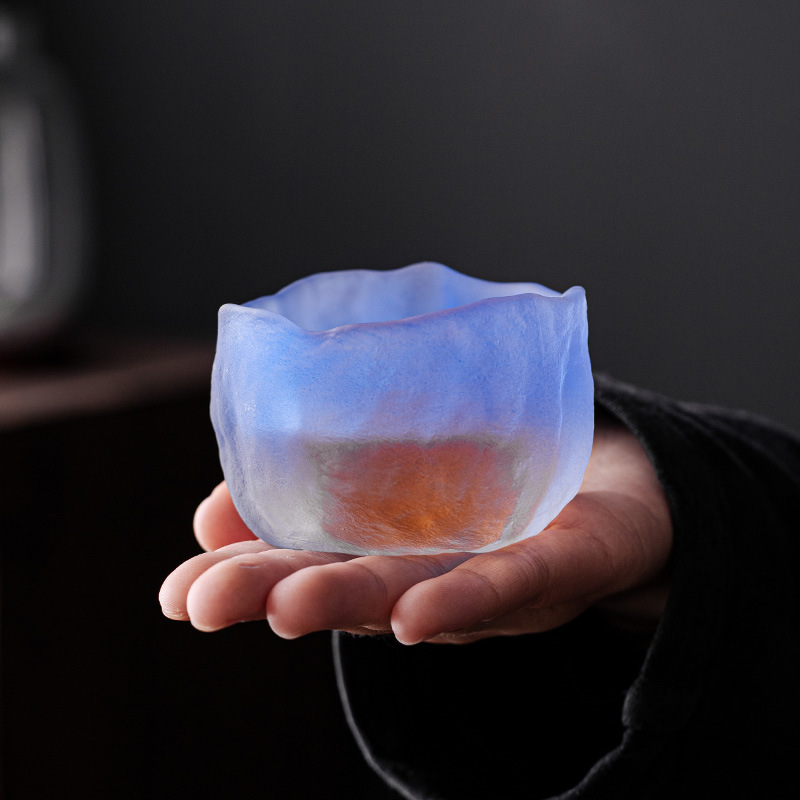 日式冰川藍綠清酒杯茶杯琉璃杯