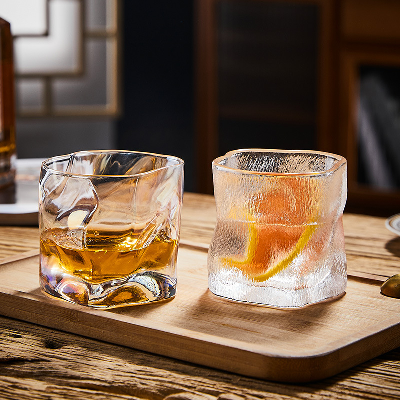 冰川紋異型玻璃威士忌酒杯
