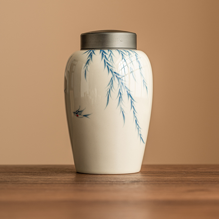 暖鶯新柳茶葉罐