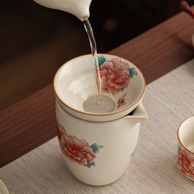 汝窯牡丹花茶漏