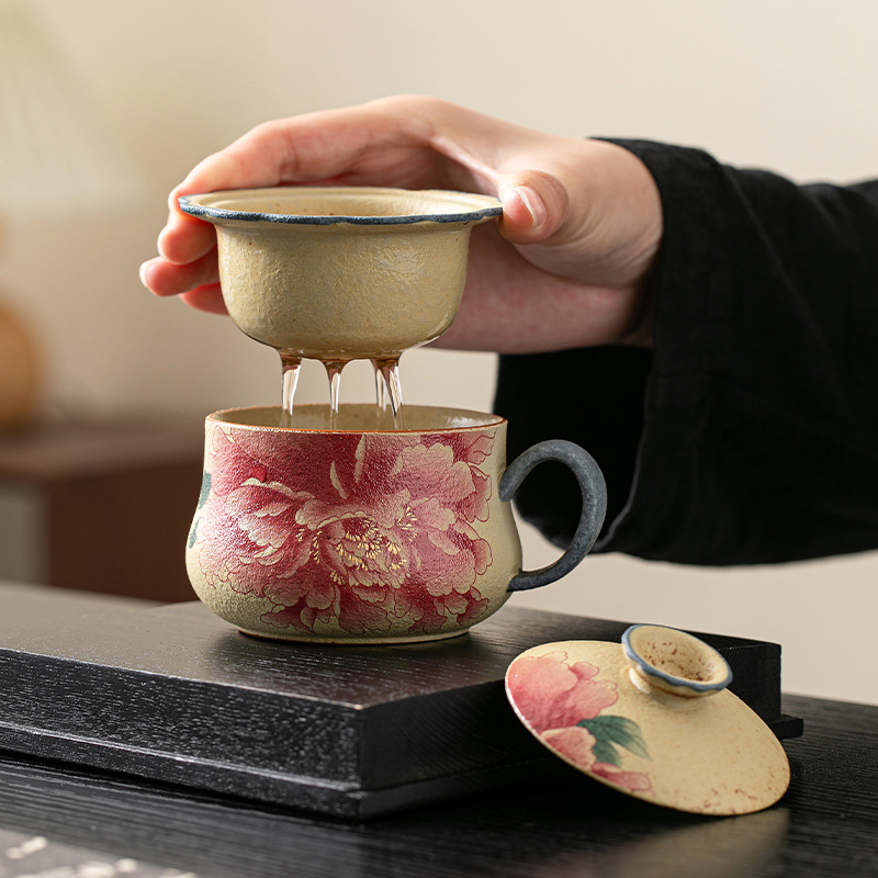 火石紅陶瓷茶咖杯泡茶杯