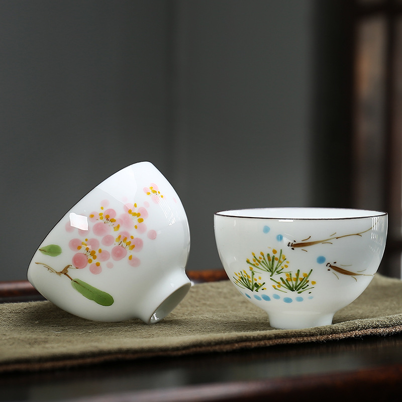 手繪白瓷茶杯套裝