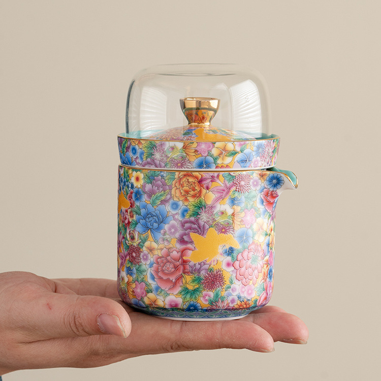 琺瑯彩便攜快客杯旅行茶具