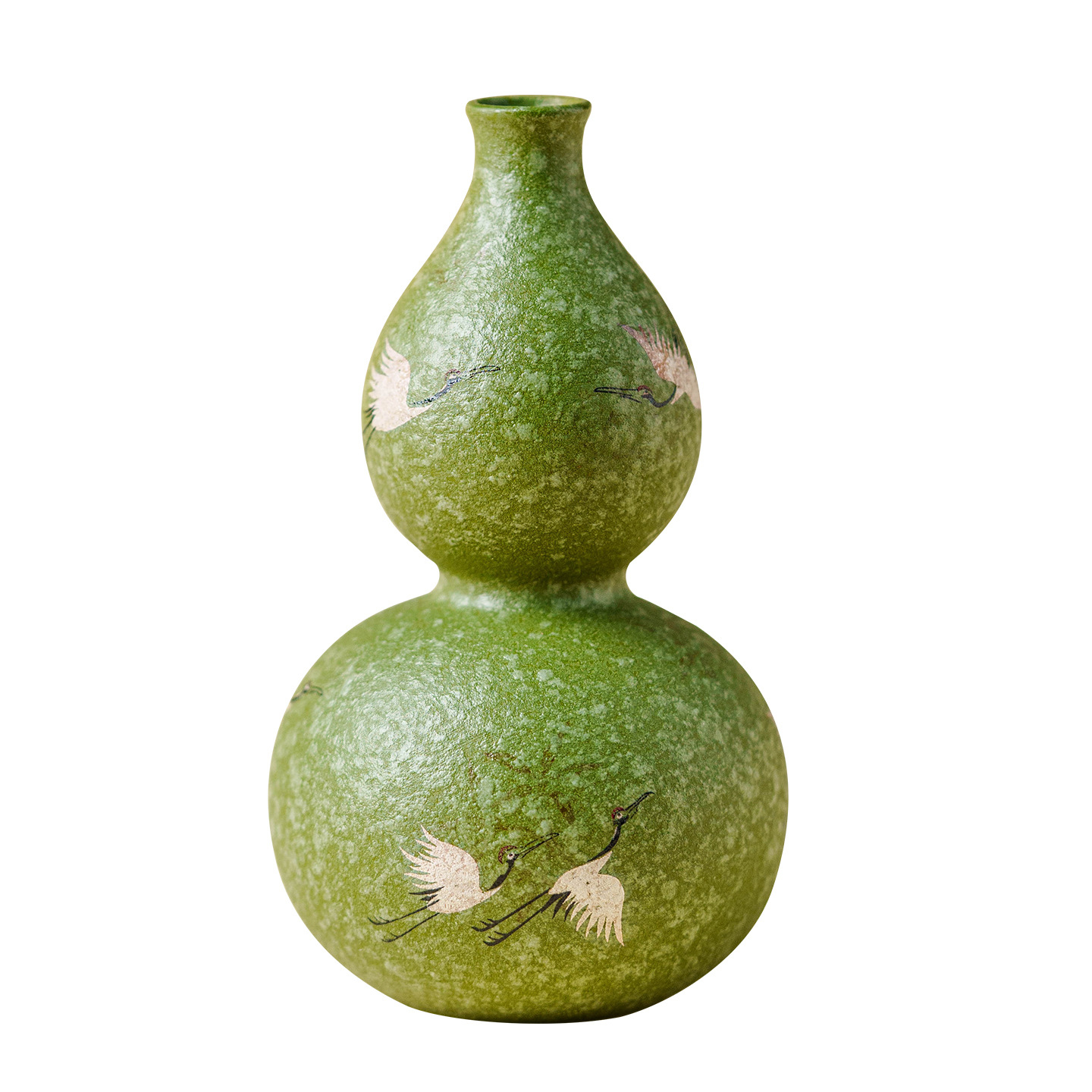 小青柑鶴舞長空陶瓷葫蘆花瓶