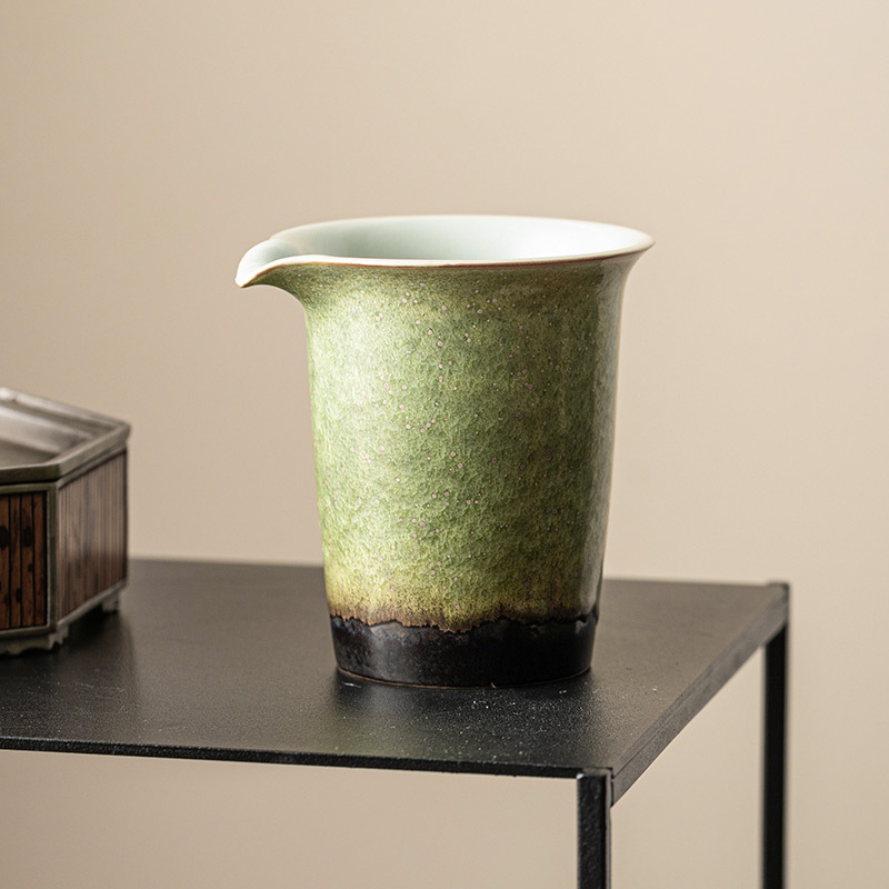 窯變星空翠綠復古公道杯