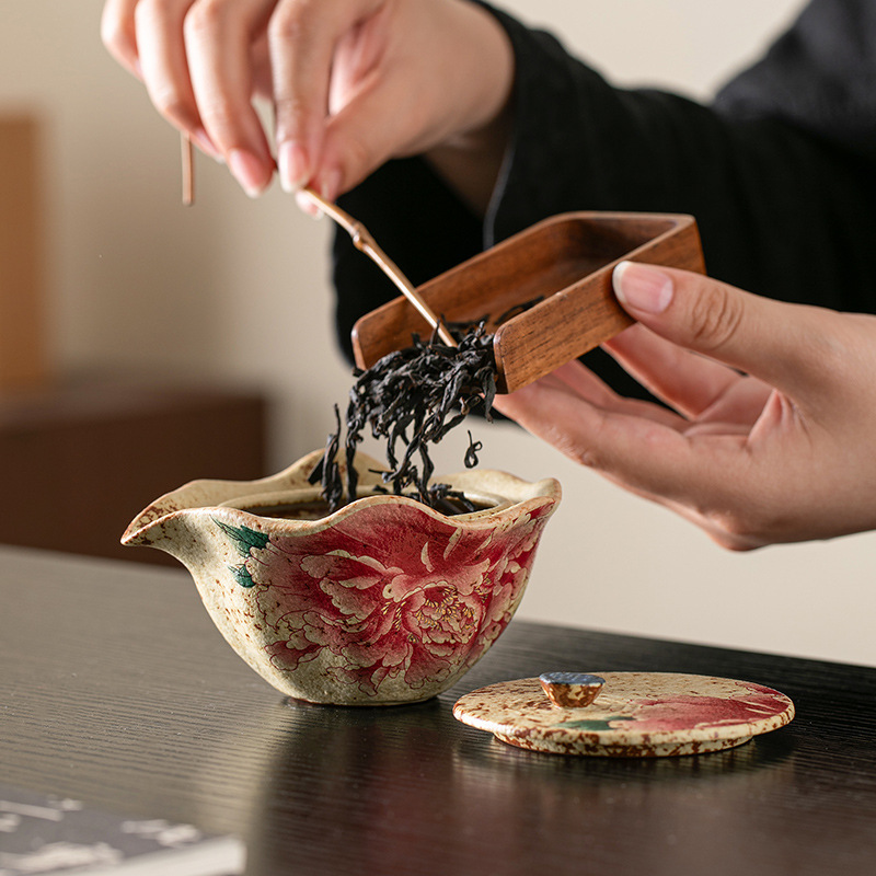 火石紅陶瓷手抓壺泡茶器