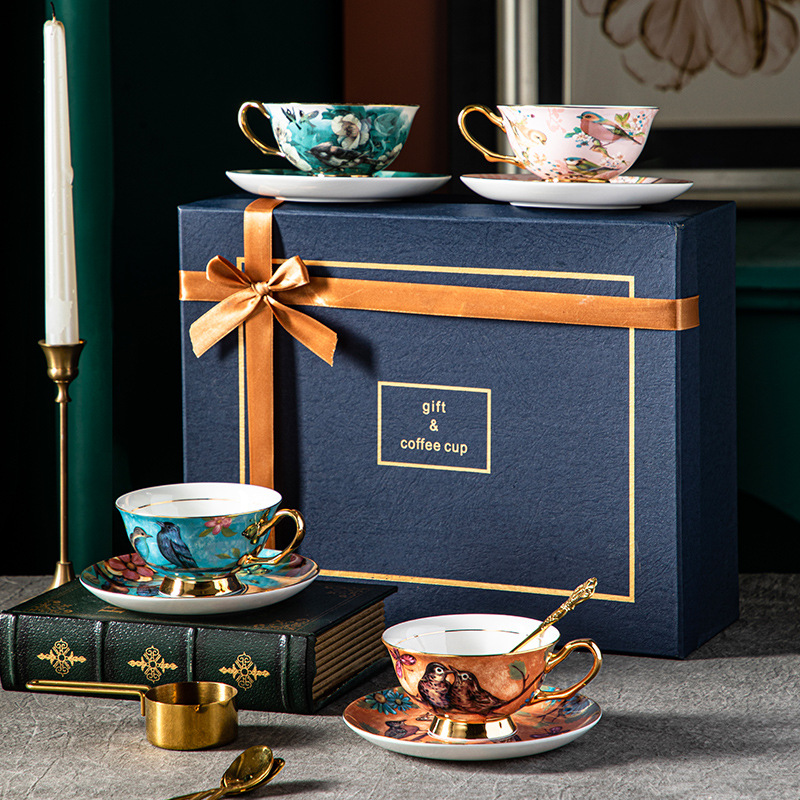 混色英式咖啡杯碟套裝伴手禮禮品