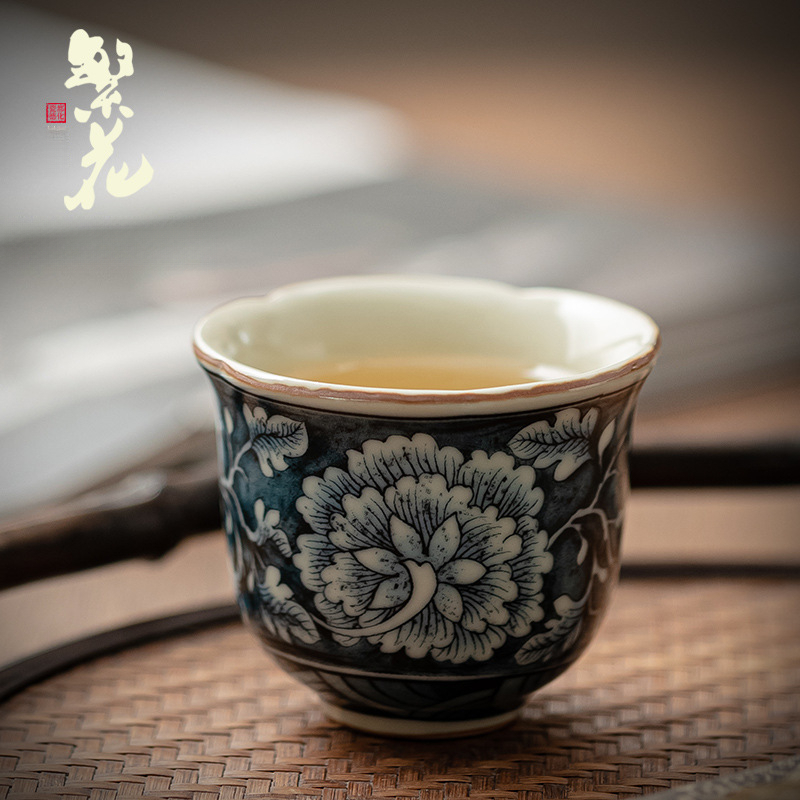 繁花花口杯