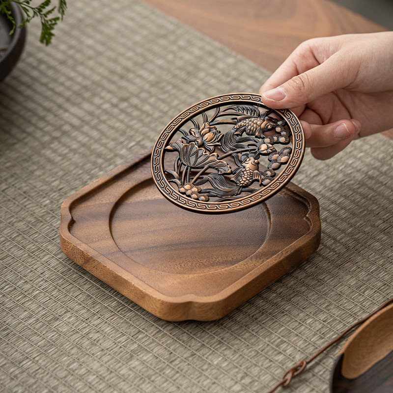 胡桃木壺承陶瓷壺墊