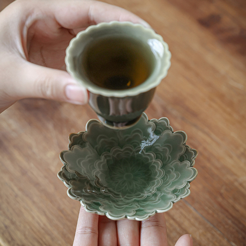 越窯青瓷茶杯墊茶托