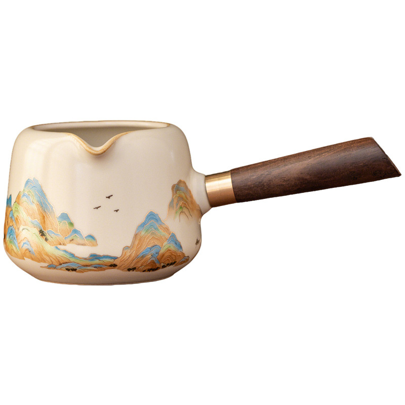 汝窯江山側把公道杯