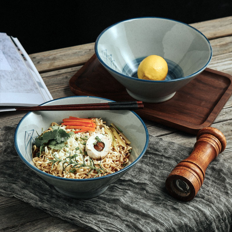 日式拉麪陶瓷手繪斗笠碗