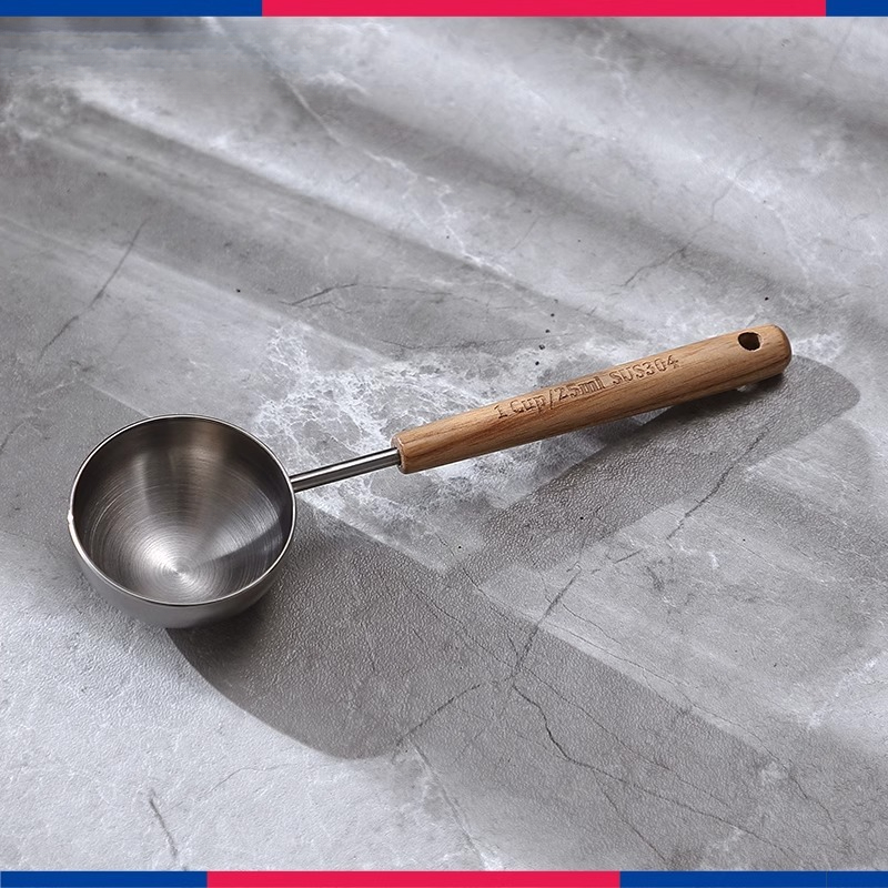 水曲柳木咖啡不鏽鋼咖啡量粉粉勺