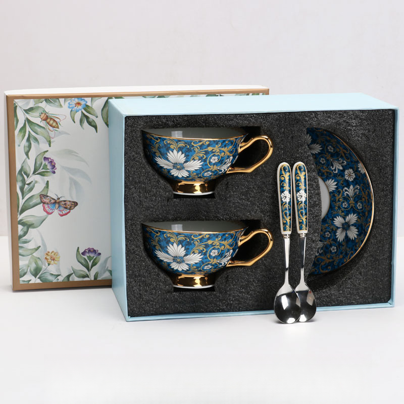 鉤藤歐式輕奢骨瓷咖啡杯碟套裝伴手禮