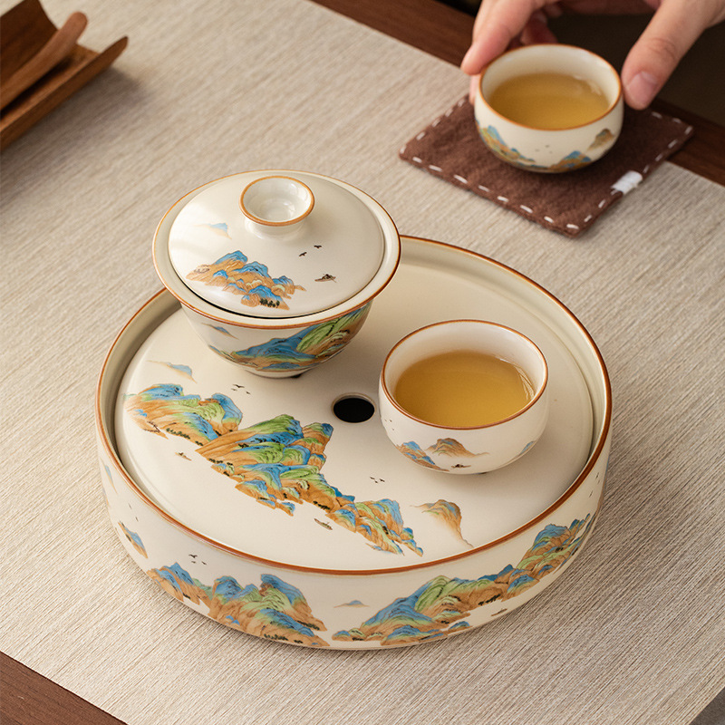 汝窯千裡江山幹泡盤