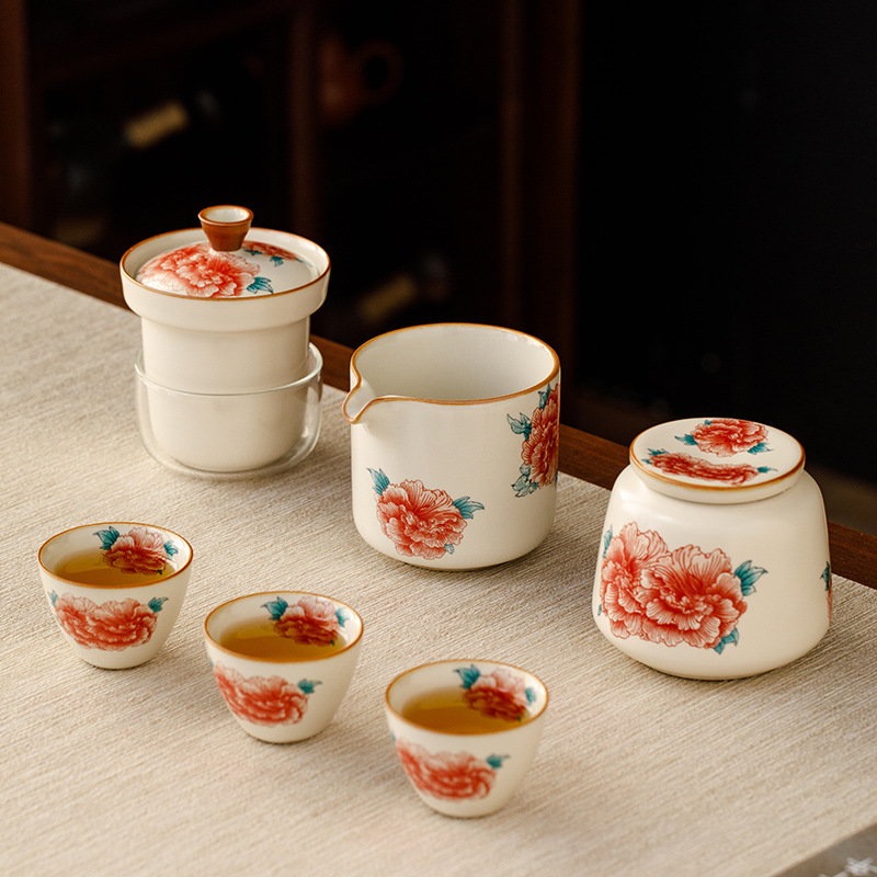 汝窯牡丹一壺四杯快客杯