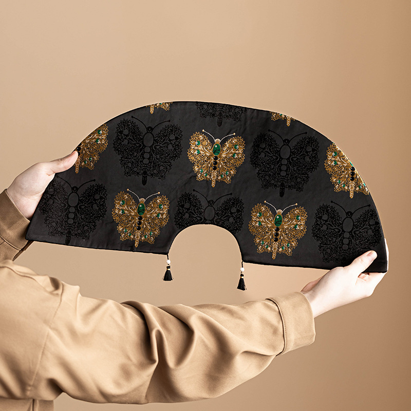 黑金蝴蝶扇形茶席