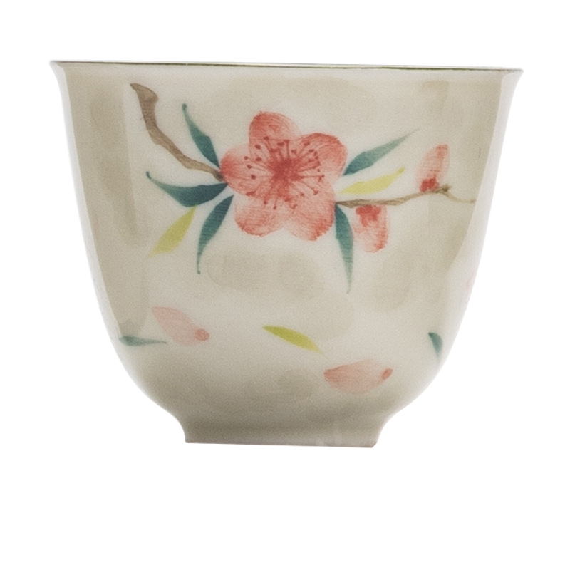 桃花手繪鈴鐺茶杯