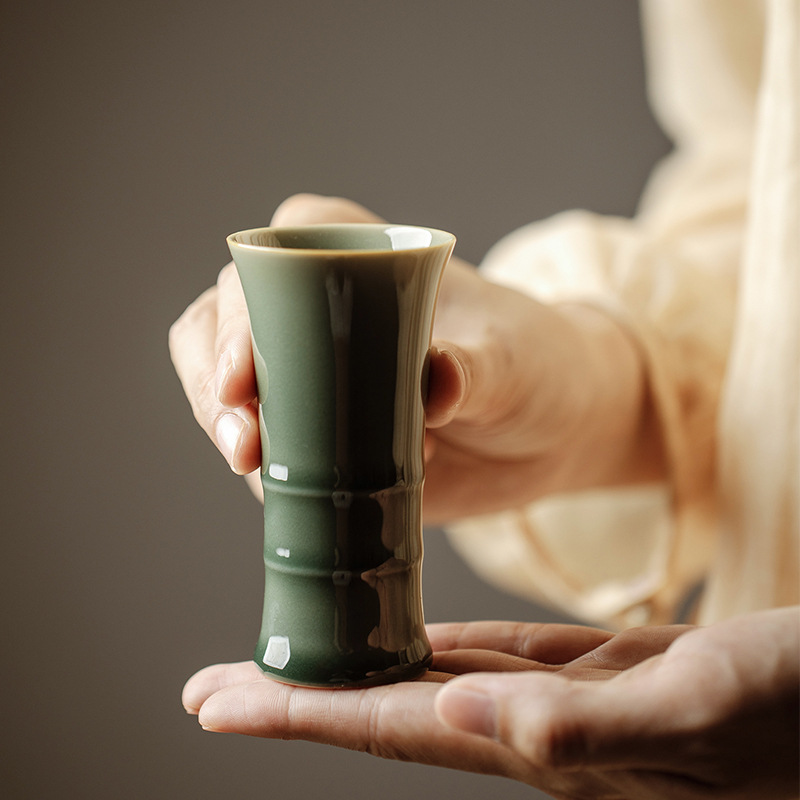 越窑青瓷雕刻香道爐瓶仿木根香箸