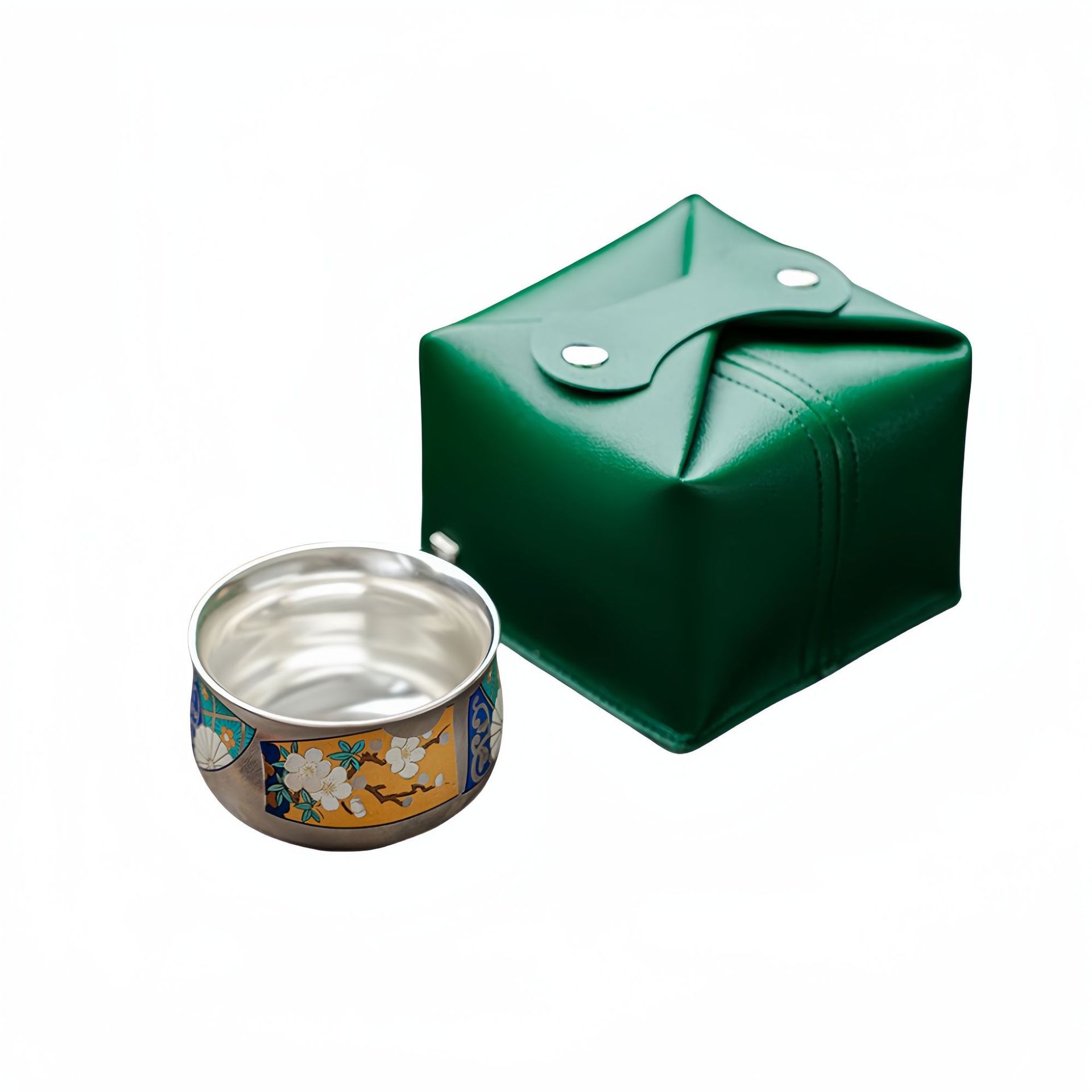 鎏銀萬花品茗杯