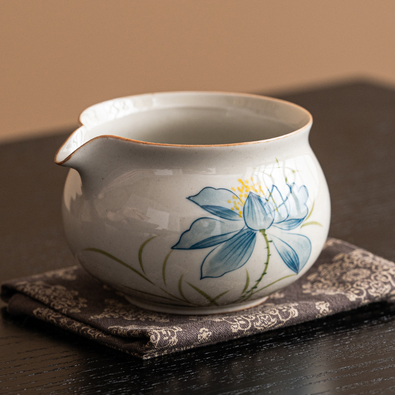 草木灰藍荷花分茶器