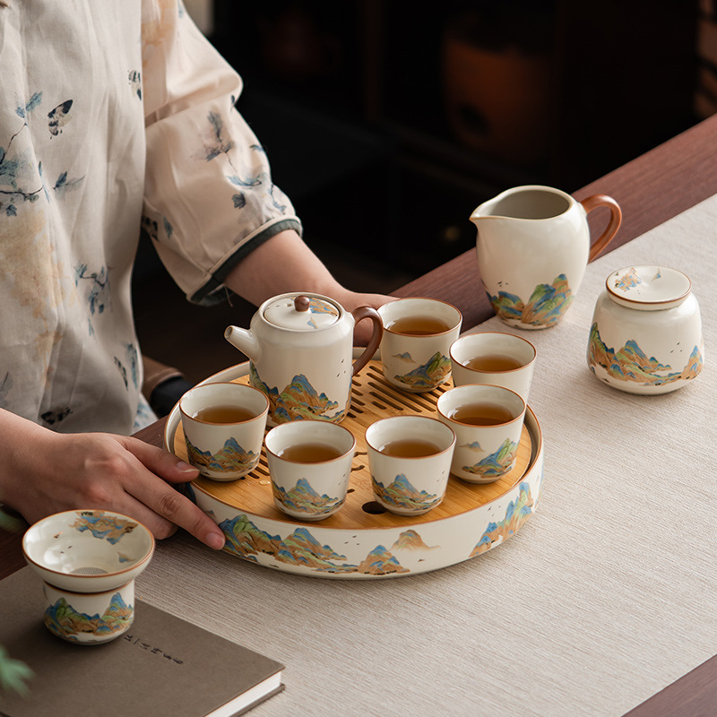 汝窯千裡江山輕奢茶具套裝