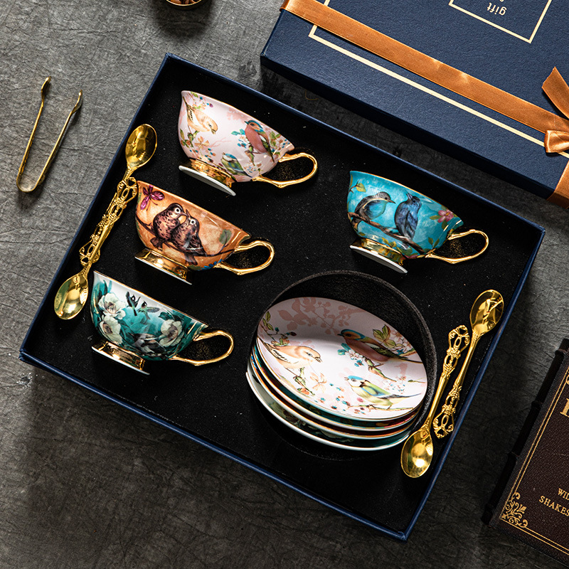 混色英式咖啡杯碟套裝伴手禮禮品