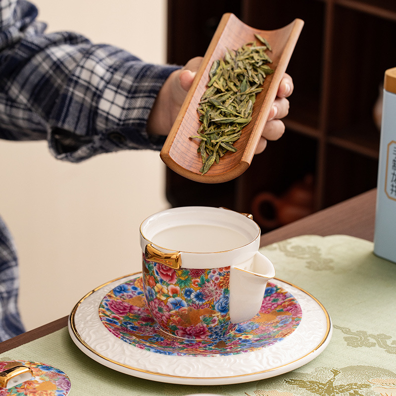 琺瑯彩芳華陶瓷一壺二杯